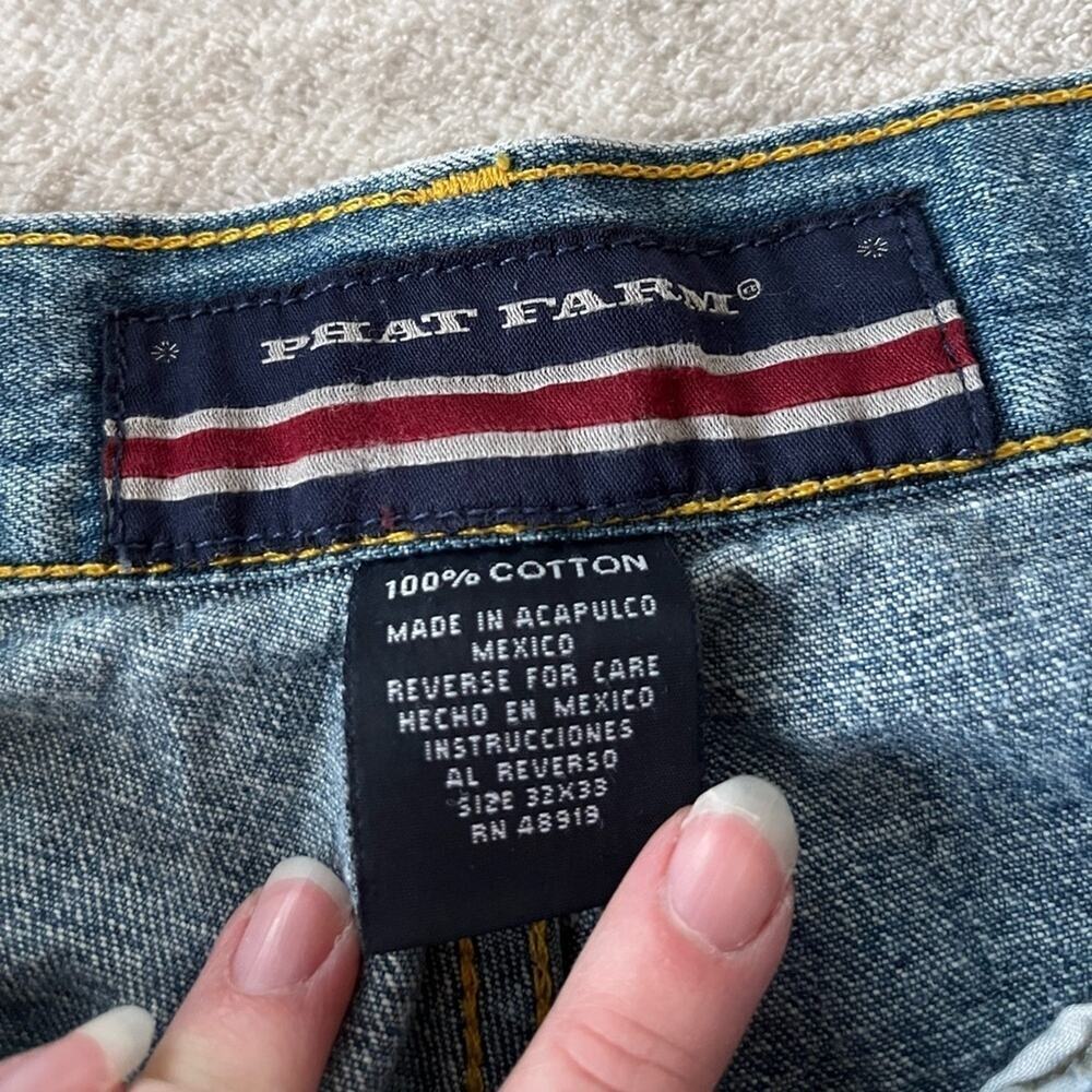 Phat Pharm 90s cargo wide leg mid wash jean 32x33 vintage Y2K Def Jam Records - Picture 11 of 11